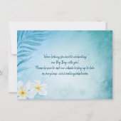 Moderne tropische elegante strand bruiloft foto save the date (Achterkant)