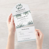 Moderne tropische elegantie all in one uitnodiging (Afscheurbaar)