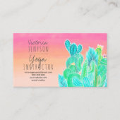 Moderne tropische exotische cactus illustratie yog visitekaartje (Voorkant)