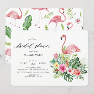 Moderne Tropische Flamingo Bridal-douche Uitnodigi Kaart