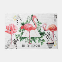 Moderne tropische flamingo Geometrische familienaa