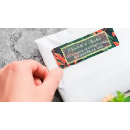 Moderne tropische Floral Gold Lijst Hawaiian Weddi Etiket