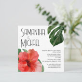 Moderne Tropische Floral Wedding Kaart (Staand voorkant)