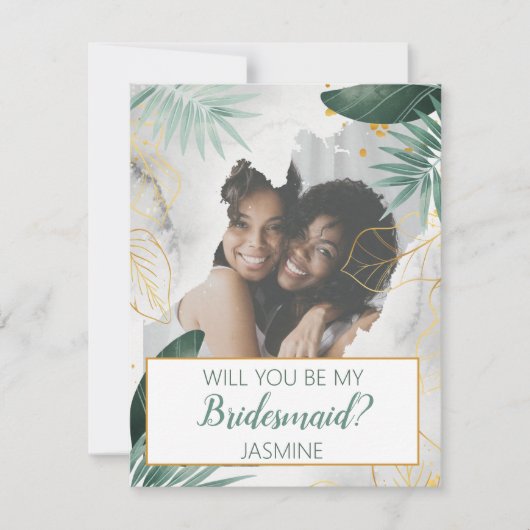 Moderne tropische foto | Bent u mijn Bridesmaid? (Voorkant)