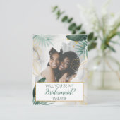 Moderne tropische foto | Bent u mijn Bridesmaid? (Staand voorkant)