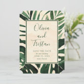 Moderne tropische foto slaat de datum op save the date (Staand voorkant)