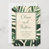 Moderne tropische foto slaat de datum op save the date (Voorkant)