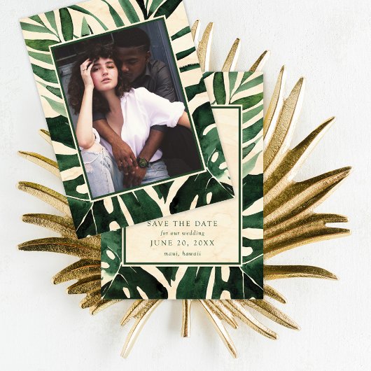 Moderne tropische foto slaat de datum op save the date