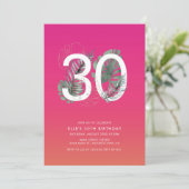 Moderne tropische Fuchsia 30th Birthday Kaart (Staand voorkant)