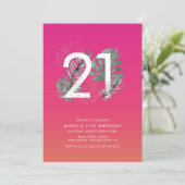 Moderne tropische fusie 21ste verjaardag kaart (Staand voorkant)