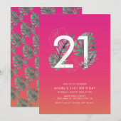 Moderne tropische fusie 21ste verjaardag kaart (Voorkant / Achterkant)