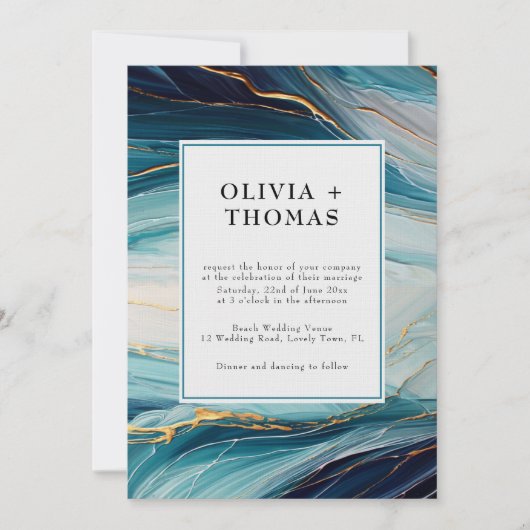 Moderne Tropische gelukzaligheid Gouden Inkt Ocean Kaart (Voorkant)