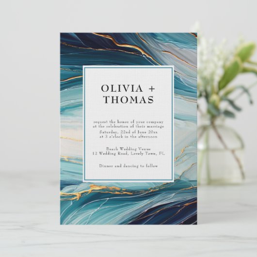 Moderne Tropische gelukzaligheid Gouden Inkt Ocean Kaart (Staand voorkant)