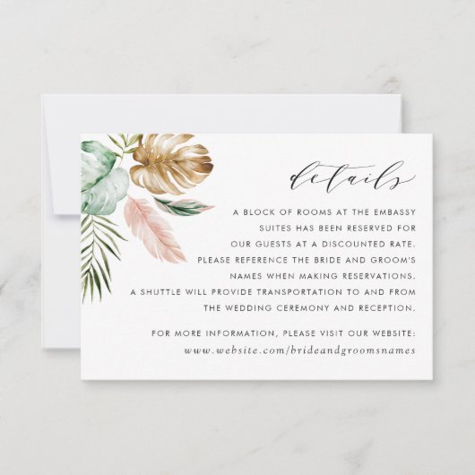 Moderne Tropische Gold Palm Greenery — Kaart met d (Voorkant)