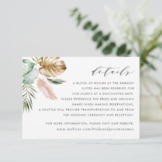 Moderne Tropische Gold Palm Greenery — Kaart met d (Staand voorkant)