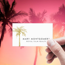 Moderne tropische gouden palmboom professional visitekaartje