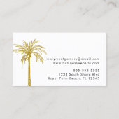 Moderne tropische gouden palmboom professional visitekaartje (Achterkant)