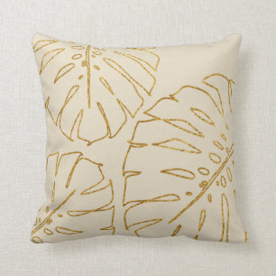 Moderne tropische goudmonstera kussen