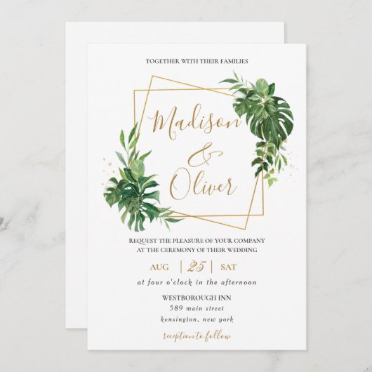 Moderne tropische goudweddenschap kaart (Voorkant / Achterkant)