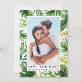 Moderne Tropische Greenery Foto slaat de Date Kaar Save The Date (Voorkant)
