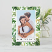 Moderne Tropische Greenery Foto slaat de Date Kaar Save The Date (Staand voorkant)