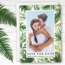 Moderne Tropische Greenery Foto slaat de Date Kaar Save The Date