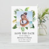 Moderne Tropische Greenery sparen de Datum Fotokaa Save The Date (Staand voorkant)