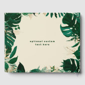 Moderne tropische groen bladeren met gouden bruilo gastenboek (Achterkant)