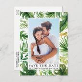 Moderne tropische groen foto opslaan van de datum briefkaart (Voorkant / Achterkant)