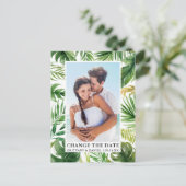 Moderne tropische groen foto Verander de datum Briefkaart (Staand voorkant)
