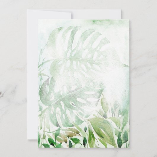 Moderne tropische groen Waterverf bruids brunch Kaart (Achterkant)
