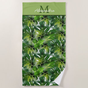 Moderne Tropische groene bladeren Strandlaken