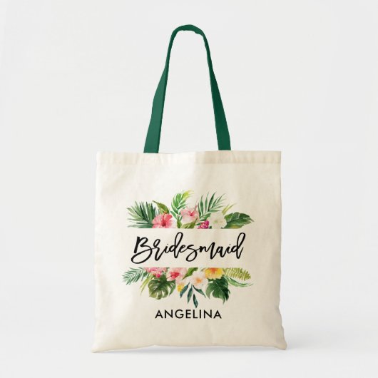 Moderne, Tropische Groene Bridesmaid voor penseel Tote Bag (Voorkant)