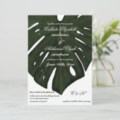 Moderne Tropische Groene Monstera Leaf Wedding Kaart (Staand voorkant)