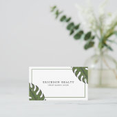 Moderne tropische groene palmbladeren visitekaartje (Staand voorkant)