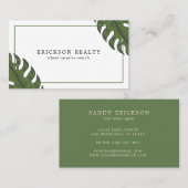 Moderne tropische groene palmbladeren visitekaartje (Voorkant / Achterkant)