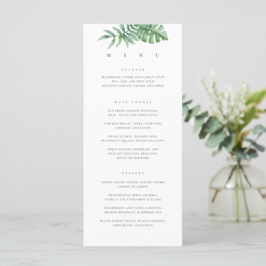 Moderne Tropische Groene Planten Menu (Staand voorkant)
