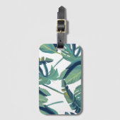 Moderne tropische groene waterverf bladeren bagagelabel (Voorkant (verticaal))