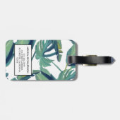 Moderne tropische groene waterverf bladeren monogr bagagelabel (Achterkant horizontaal)