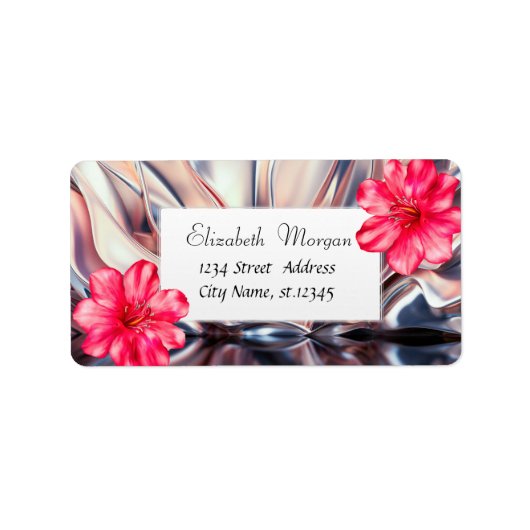 Moderne Tropische Hibiscus Abstract Etiket (Voorkant)