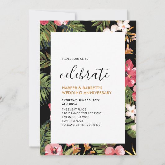Moderne Tropische Huwelijksjubileumfeest Kaart (Voorkant)