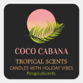 Moderne tropische kaarsenlabels vierkante sticker (Voorkant)