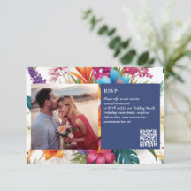 Moderne Tropische Kleurrijke Herfst bruiloft RSVP