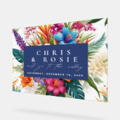 Moderne Tropische Kleurrijke Herfst bruiloft uitno Acryl Bord (Hoek)