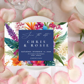 Moderne Tropische Kleurrijke Herfst bruiloft uitno Kaart