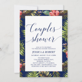 Moderne Tropische Koppels Bruiloft Shower Uitnodig Kaart