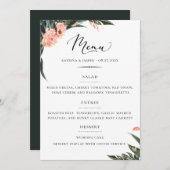 Moderne Tropische Koraal Bloemen Huwelijk Menu (Voorkant / Achterkant)
