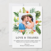 Moderne tropische koraal bloemenliefde Bedankt bru (Voorkant)