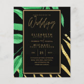 Moderne Tropische Leaf Gold Black Wedding Budget (Voorkant)