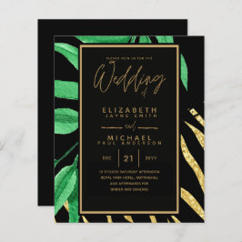 Moderne Tropische Leaf Gold Black Wedding Budget